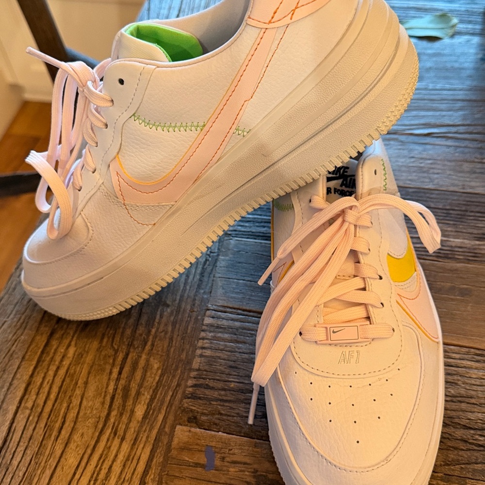 Nike Air Force 1 White and Yellow Sneakers - Picture 5 of 5